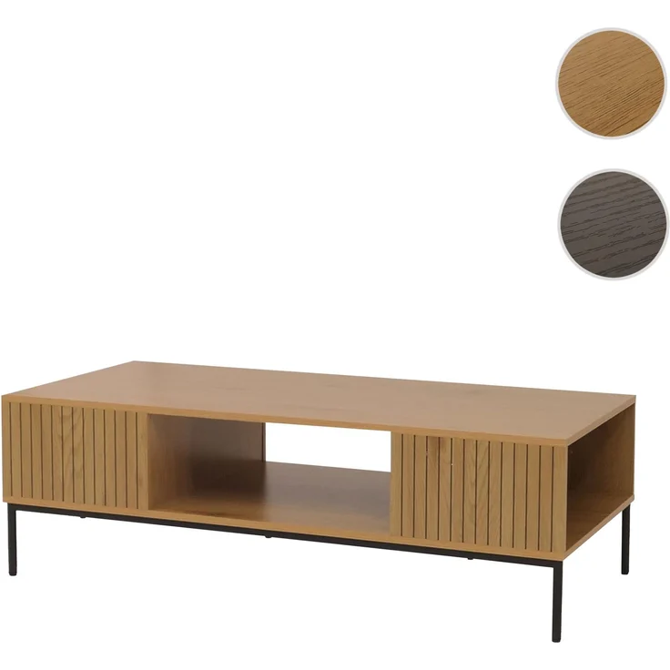 Couchtisch HWC-O39, Tisch Sofatisch Beistelltisch Ablage, Melamin MDF 39x120x60cm ~ natur – Bild 9