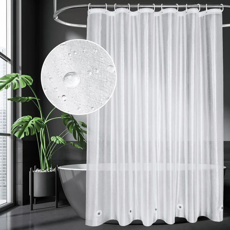 Duschvorhang 180x180cm Transparent Weiß Wasserdicht Antischimmel Magnetisch – Bild 1