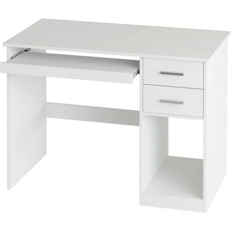 Mondeer Schreibtisch Computertisch, mit 2 Schubladen & Tastaturauszug, 105x48x76 cm, Weiß – Bild 4