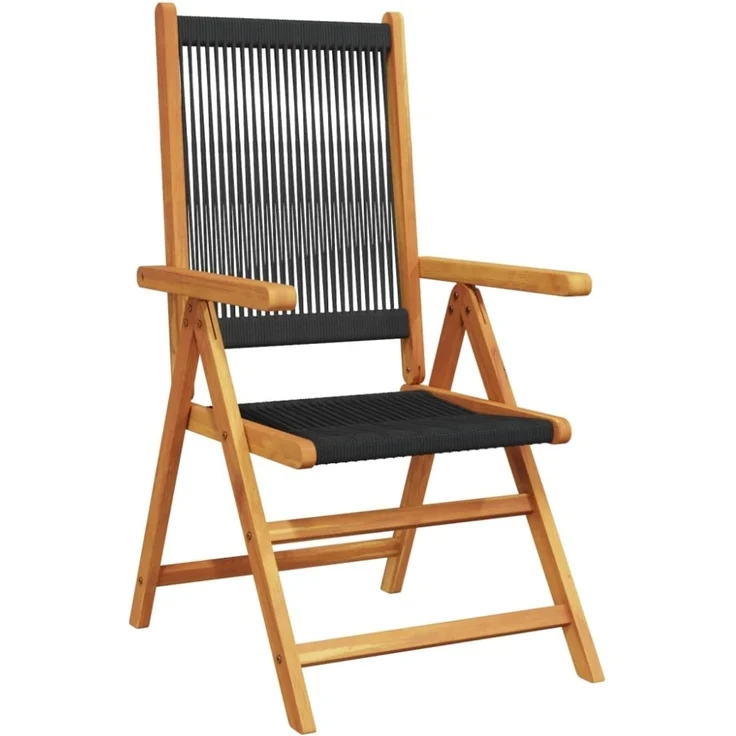 vidaXL Gartenstühle 2 Stk. Schwarz Massivholz Akazie und Polypropylen 367654 – Bild 9