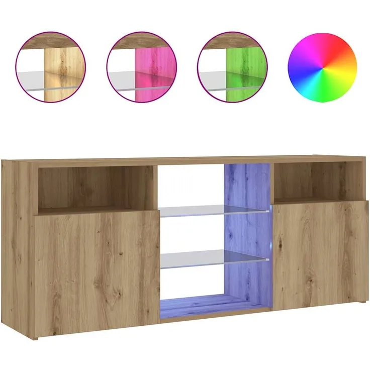 vidaXL TV-Schrank mit LED-Leuchten Artisan-Eiche 120x30x50 cm 856352
