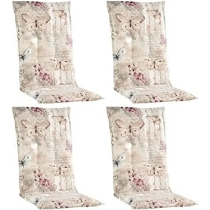 GO-DE Hochlehnerauflage BUTTERFLY, B 50 x L 120 cm, Beige, Rosa, 4er Set, (Set, 4 St), Gartenstuhlauflagen für Hochlehnstühle – Bild 6
