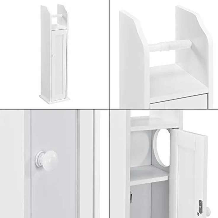 Toilettenpapierhalter Falkenberg 78x20x18 cm Badezimmerschrank mit Ablage Weiß en. casa – Bild 8