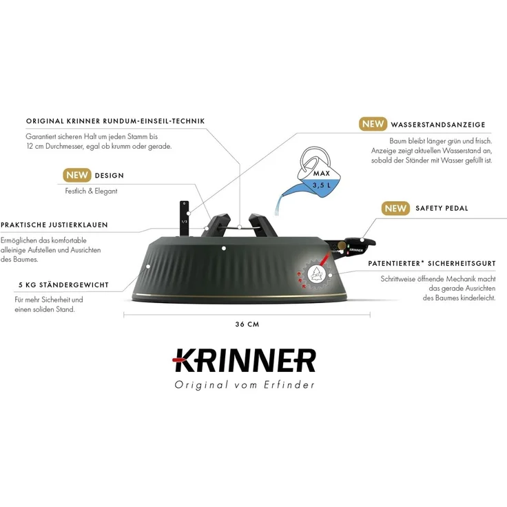 Krinner X-260 Christbaumständer, bis 260 cm Baumhöhe, Stamm max. Ø 12 cm – Bild 5