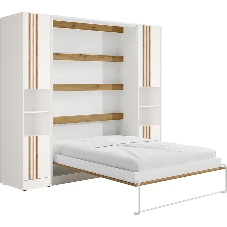 Vente-unique - RAPILI Bett Holz, Platte BeigeWeiß - B 51,2 cm239,2 cm x H 225,2 cm x L 259 cm – Bild 3