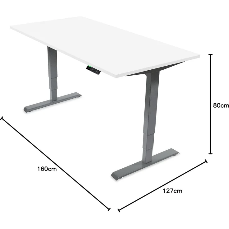 Desktopia Pro X - Elektrisch höhenverstellbarer Schreibtisch / Ergonomischer Tisch mit Memory-Funktion, Weiß, Gestell Grau, 160x80 cm – Bild 2