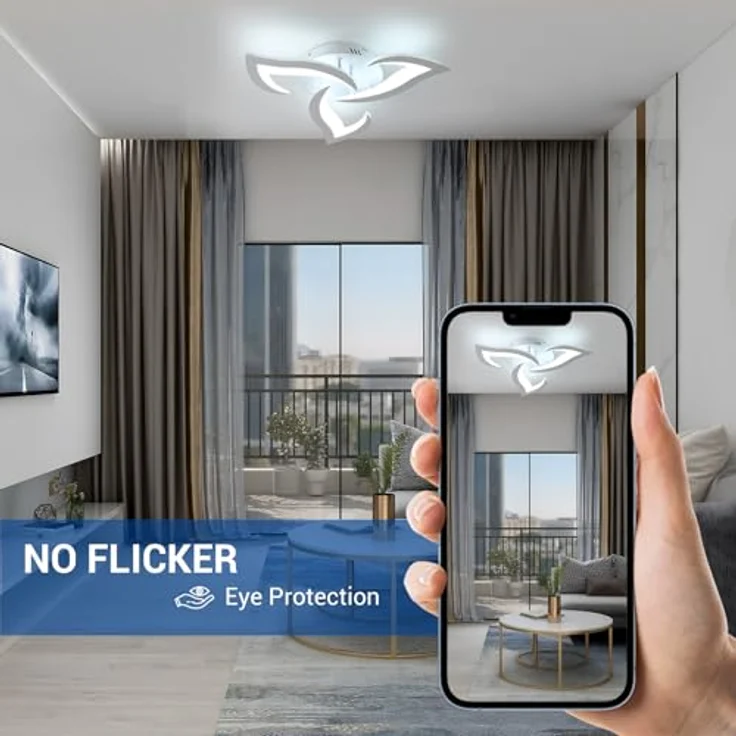 Comely Deckenlampe LED Wohnzimmer, 58cm 36W LED Lampen Deckenleuchte, Moderne Blütenblatt Design Lampen für Wohnzimmer Küche Schlafzimmer Esszimmer, Kaltweißes Licht 6500K, Weiß – Bild 5