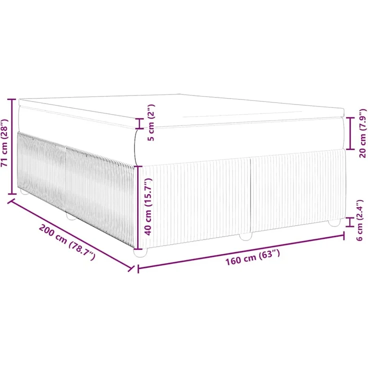vidaXL Boxspringbett mit Matratze Hellgrau 160x200 cm Samt 3285650 – Bild 12