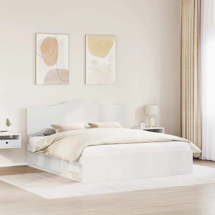 vidaXL Bettrahmen mit Kopfteil Weiß 180 x 200 cm Massives Kiefernholz 3413272 – Bild 2
