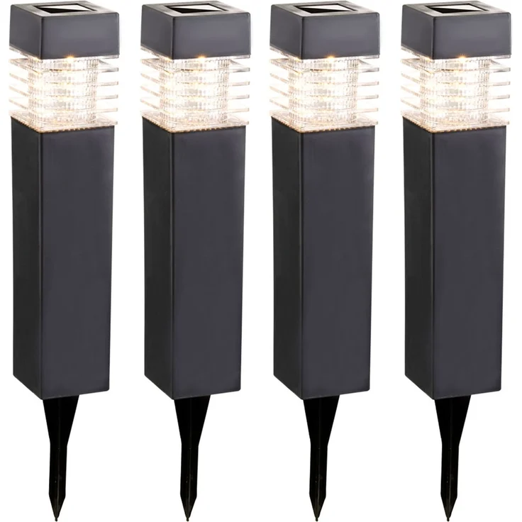 LED Solarlampen, IP44, grau, H 38,5cm, 4er Set – Bild 1