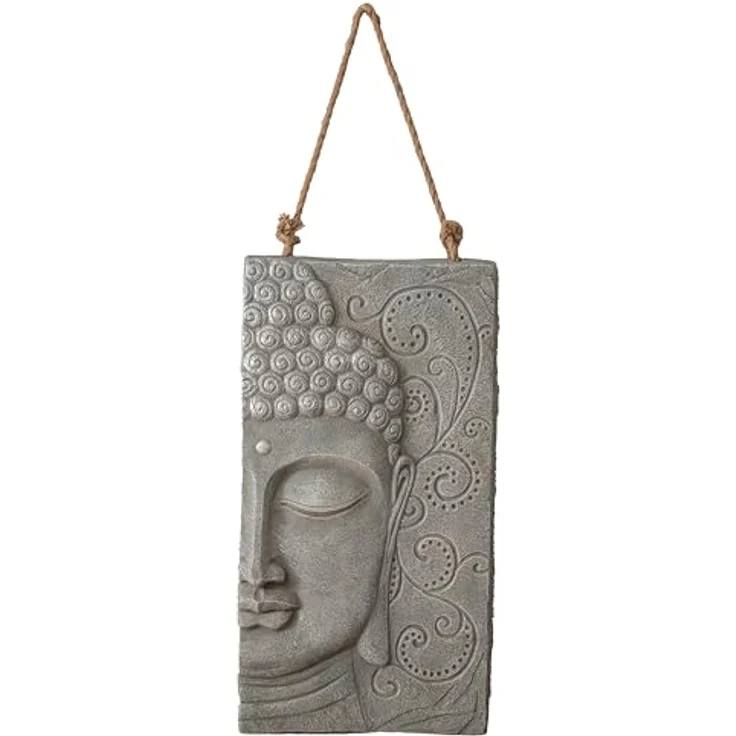 K&L Wall Art Wanddekoobjekt Buddha Wandskulptur Steinoptik asiatische Feng Shui Deko 3D Wandfigur (Buddha Wandbild), mit Seilaufhängung – Bild 8