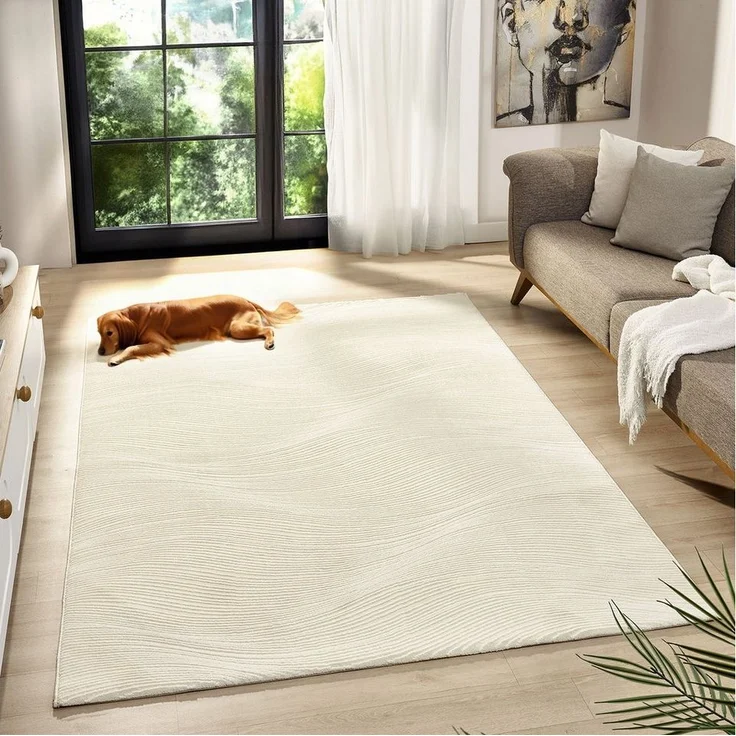 Vimoda Designteppich Leonie, Einzigartige und eindeutige 3D Wellen, Höhe: 12 mm, Teppich Wohnzimmer, Boho Motiv, Schlafzimmer, Qualitativ Hochwertig – Bild 5