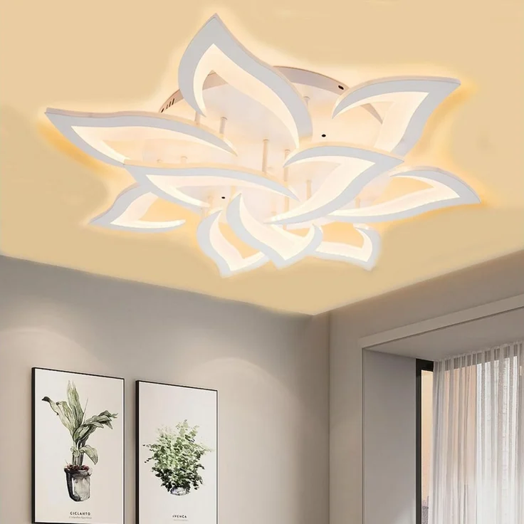 oyajia Deckenleuchte 10 Köpfe LED Deckenleuchte 82cm, Blumenförmiges Wohnzimmer Deckenlampe, LED fest integriert – Bild 3