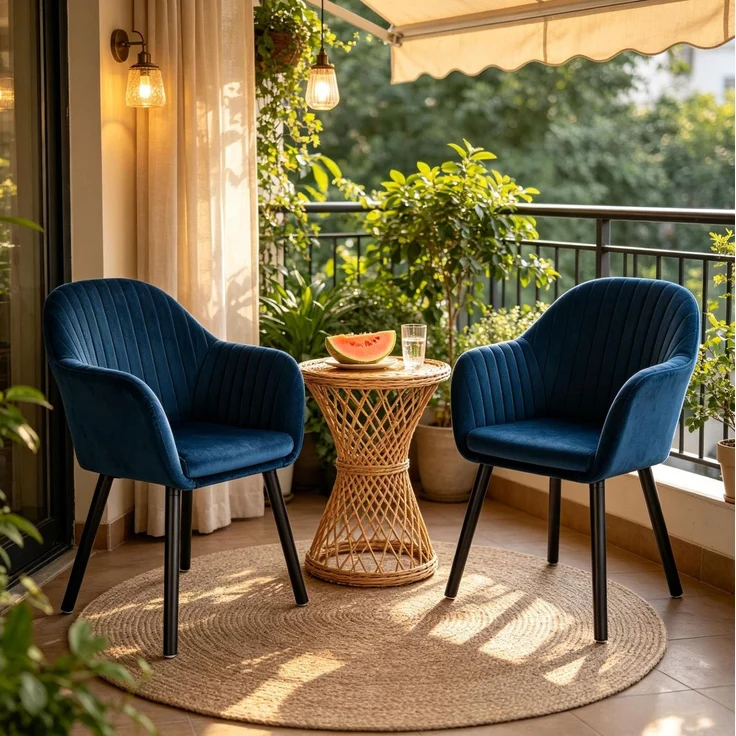 Esszimmerstuhl 2er-Set 42cm×50cm×81cm mit Armlehnen, Samtbezug und Massivholzbeinen – Bild 8