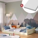 Bellabino 'Miera' Bodenbett 140 x 200 cm, Sperrholz, mit offener Seite, inkl. Rolllattenrost und Matratze