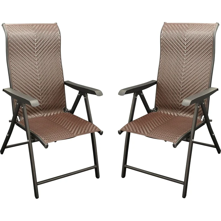 DEGAMO Gartensessel ANTIBES (2-St, 2er Set), Metall + Polyrattan braun, faltbar, 7-fach verstellbar