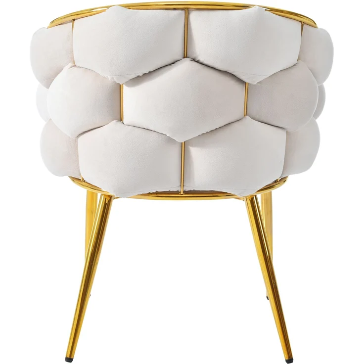 Samtstuhl Beige mit Gold-Rückengestell, gepolsterte Rückenlehne, verstellbare Vorderbeinstützen – Bild 4