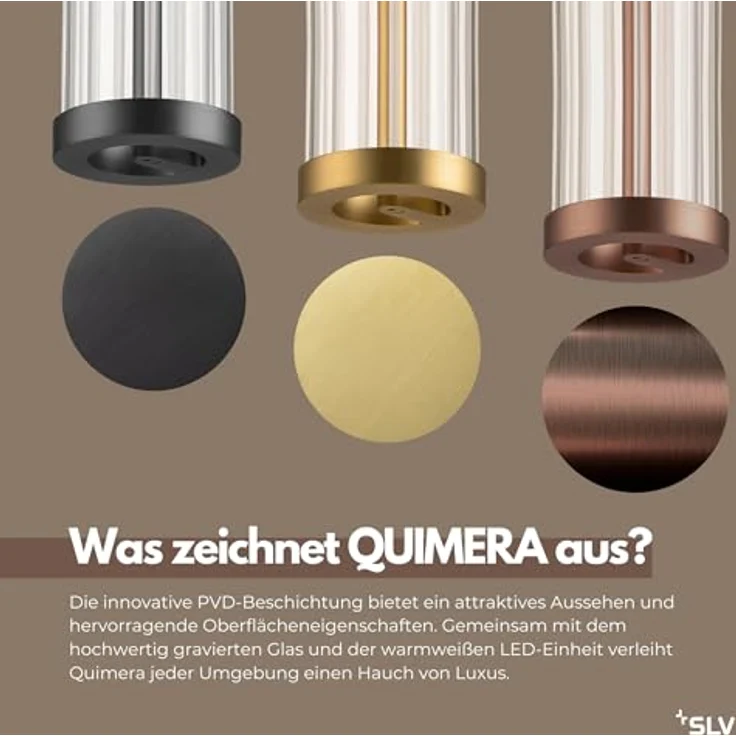 SLV QUIMERA Pendelleuchte, 150 cm, 2700K, PHASE, gebürstet messing, hochwertige PVD-Beschichtung – Bild 6