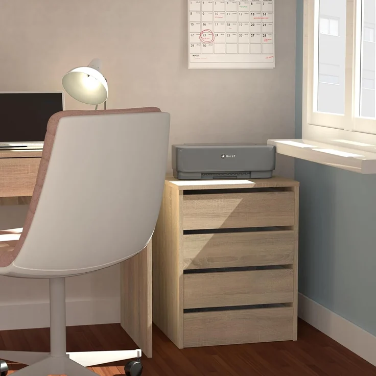 Muebles Pitarch | Kommode 4 Schubladen, Cambrian Eiche, 63,5 x 46 x 45 cm (Höhe x Breite x Tiefe), Kollektion Tibet – Bild 2