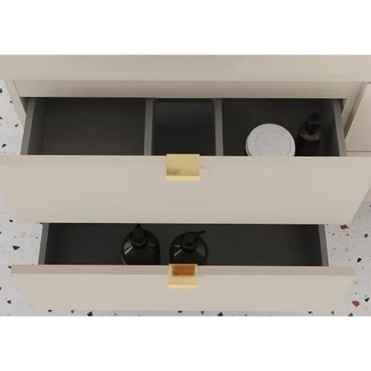 Lomadox Badmöbel-Set DURANGO-56, (Spar-Set, 2-St, LED-Spiegel Waschtisch), 60cm Keramik Waschbecken, kaschmir, LED-Spiegel – Bild 3