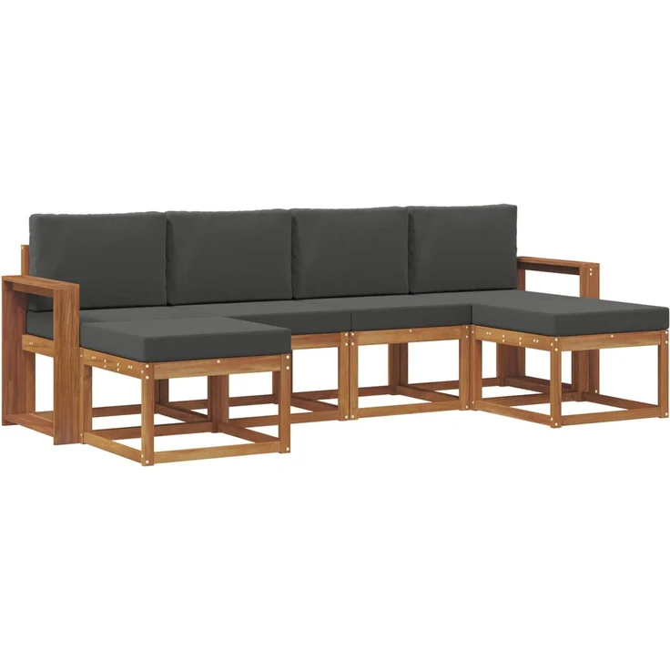 vidaXL Outdoor-Sofagarnitur mit Kissen 6 pcs Natur und Anthrazit 3366785 – Bild 2