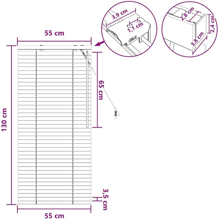 vidaXL Venezianische Jalousie Eichenoptik 55 x 130 cm 35 mm 42015307 – Bild 9