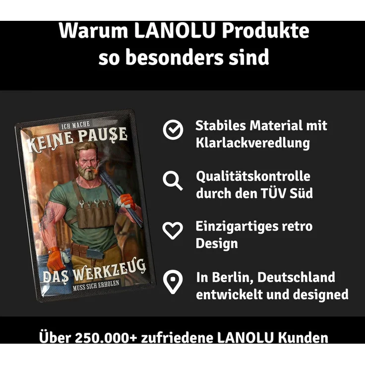 LANOLU Blechschild Ich mache keine Pause - 20x30cm – Metall – Mehrfarbig – 20162 – Bild 4