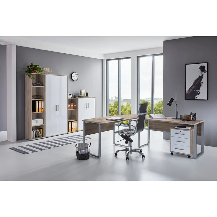 BMG Möbel Büromöbel-Set Office Edition, (Büroset, 6 tlg), Rollcontainer und Aktenschrank abschließbar – Bild 1