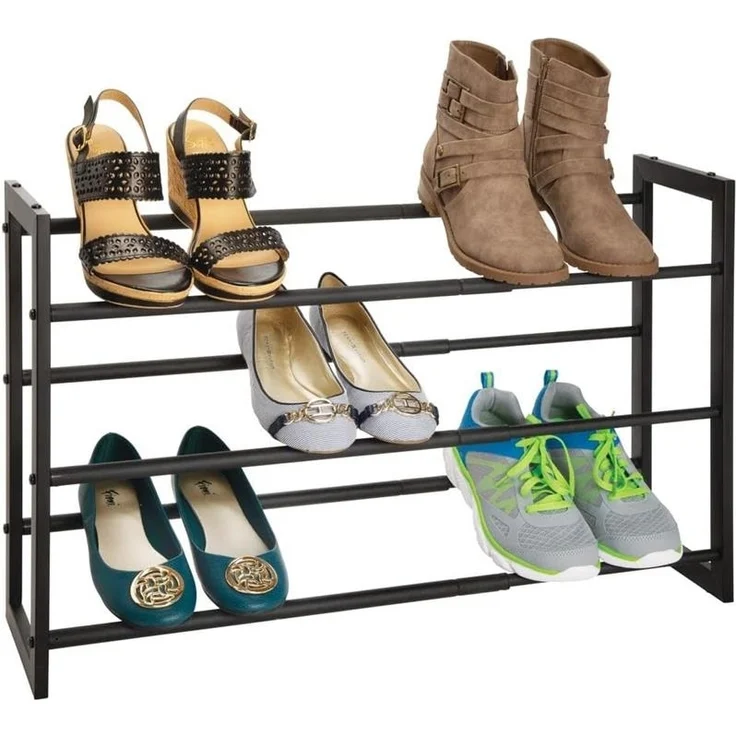 mDesign Schuhregal Schuhablage Schuhschrank ausziehbar 3 Ebenen Metall Schwarz – Bild 9