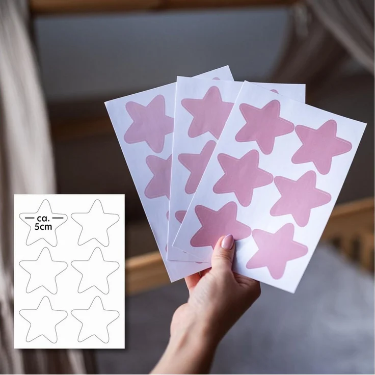 lilimaus Wandsticker Herzen, Sterne & Punkte selbstklebend - Deko fürs Kinderzimmer (36 St), Herzen, Sterne oder Punkte - 36er- & 132er-Set, ablösbar – Bild 3