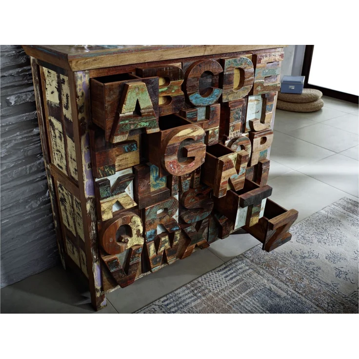 Kommode Altholz 90x40x100 mehrfarbig lackiert NATURE OF SPIRIT #70 – Bild 6