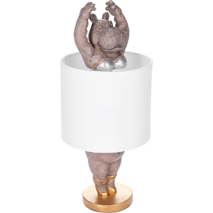 BRUBAKER Nachttischlampe Tischleuchte Nilpferd Ballerina, ohne Leuchtmittel, Motiv Lampe mit Keramikfuß, Höhe 43 cm