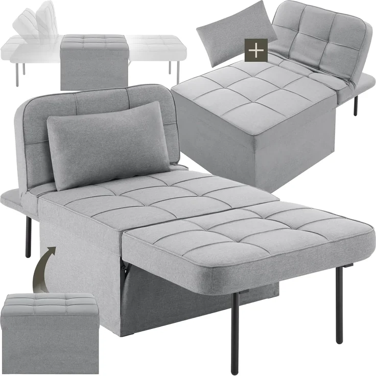 tectake Relaxsessel Schlafhocker, 4 in 1 als Hocker, Sessel, Lounger oder Bett – Bild 1