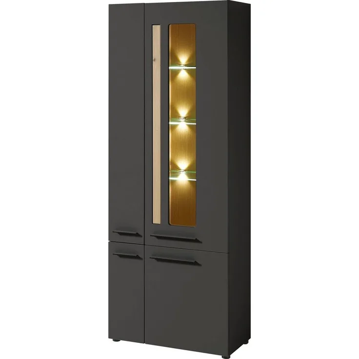 Vitrine LOFT-TWO Glasvitrine graphit Artisan Eiche inkl. LED