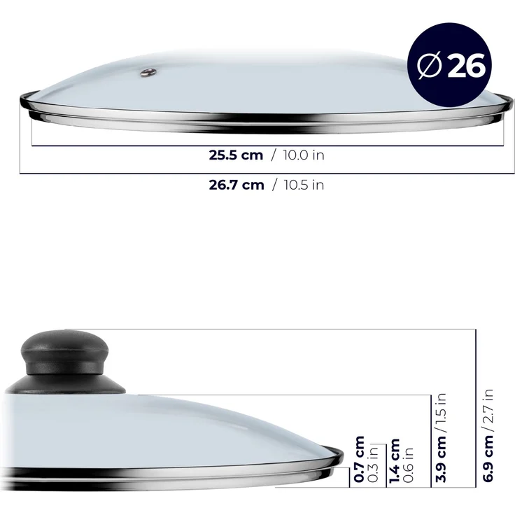KADAX Hitzebeständiger Brattopfdeckel aus Glas, 26 cm – Bild 2
