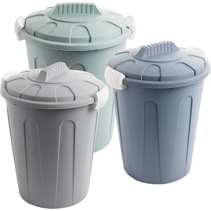 2friends Mülleimer 3er Set Maxi-Tonne Mülleimer farbig mit Deckel 23 Liter, mit cleveren Griffverschluss