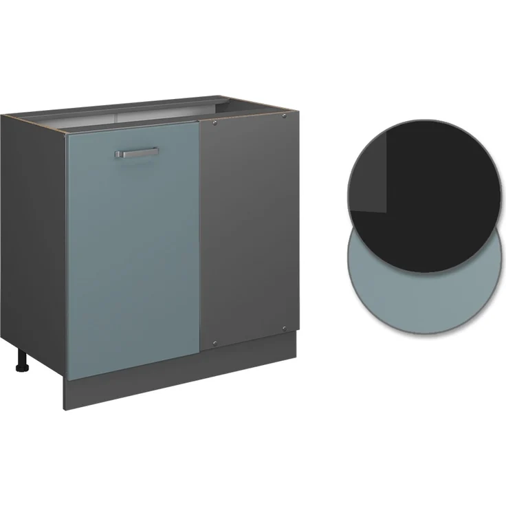 Eckunterschrank R-Line Blau-Grau 86 cm ohne Arbeitsplatte Vicco – Bild 5
