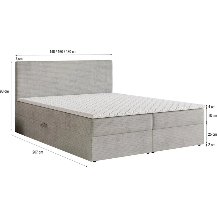 Masseno Boxbett NIRA 160x200 cm mit Bonell Matratze und Topper – Bild 2