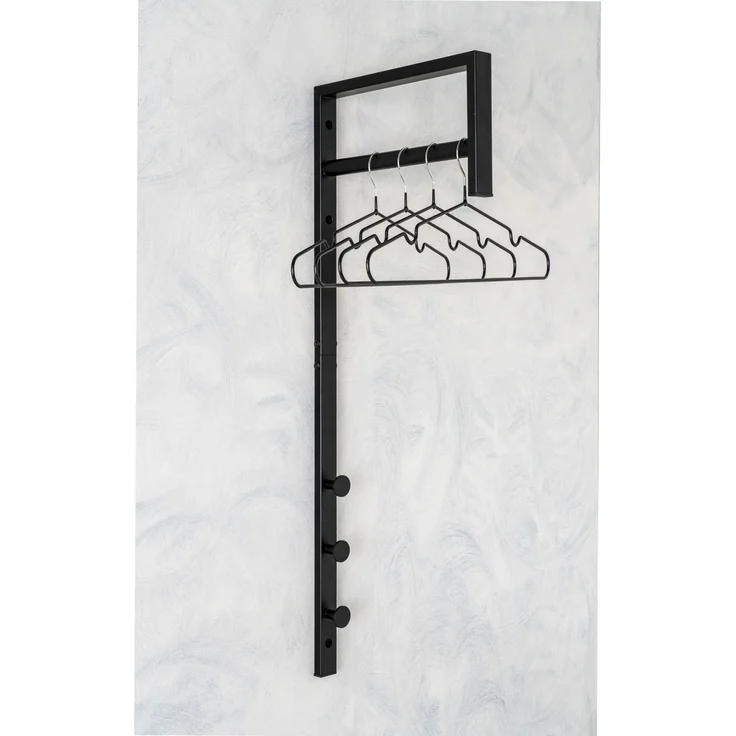 Garderobe >Trento< in Schwarz, Metall - 3x82x30cm (BxHxT) – Bild 4