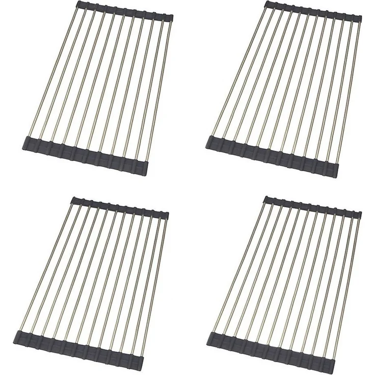 hausleben Topfuntersetzer Faltbar aus Edelstahl, 4-tlg, Hitzebeständige Rolluntersetzer rutschfest - 37 x 21 cm – Bild 5