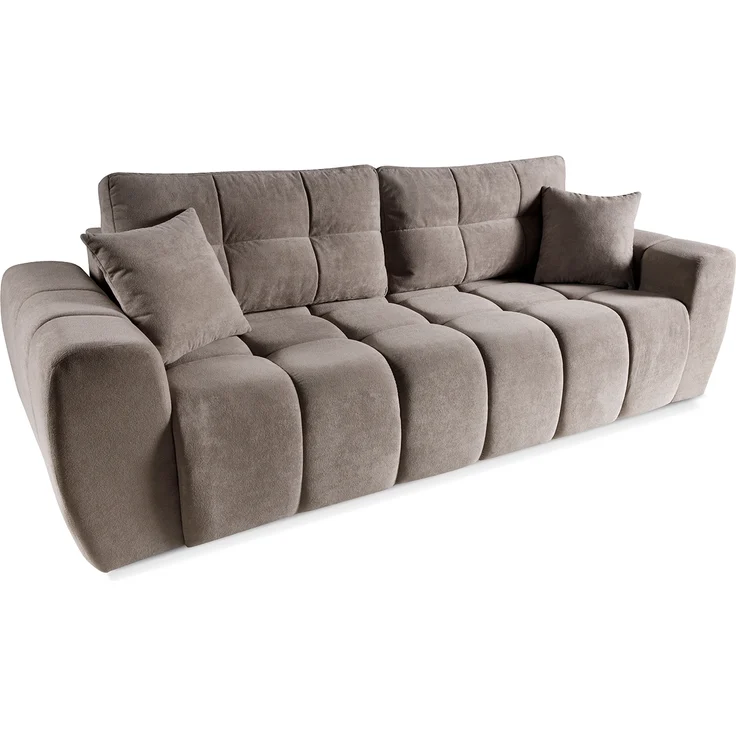MEBLINI Sofa mit Schlaffunktion – FUTU – 263x105x93cm – Braun Plüsch – Schlafcouch Ausziehbar - Schlafsofa mit Bettkasten - Sofabett - Couch mit Schlaffunktion – Klappsofa – Bild 1