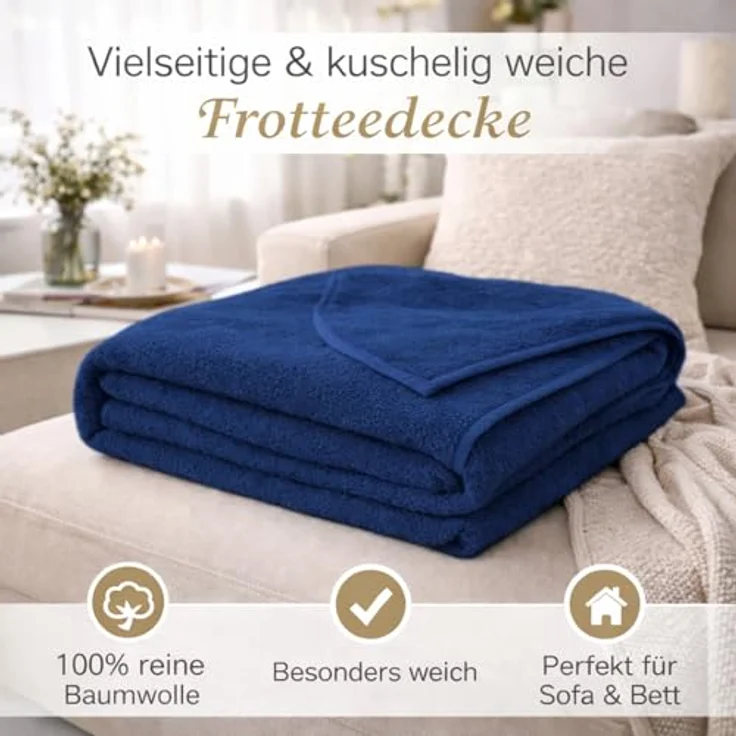 Wohndecke Frotteedecke, KiGATEX, 100% Baumwolle, 150x200 cm – Bild 5