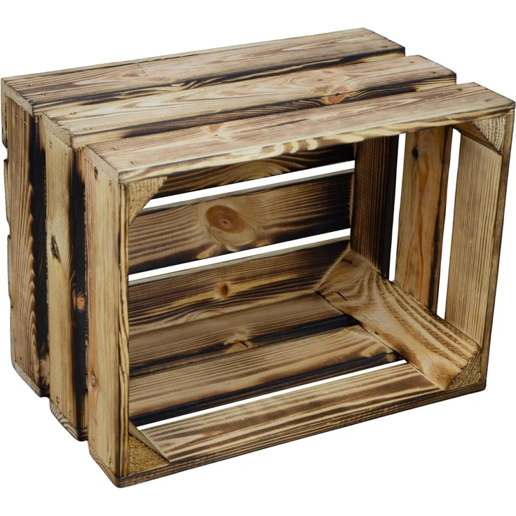 Kistenkolli Altes Land Allzweckkiste Nachttisch geflammt mit geflammten Holzplanken (Spar-Set) – Bild 7