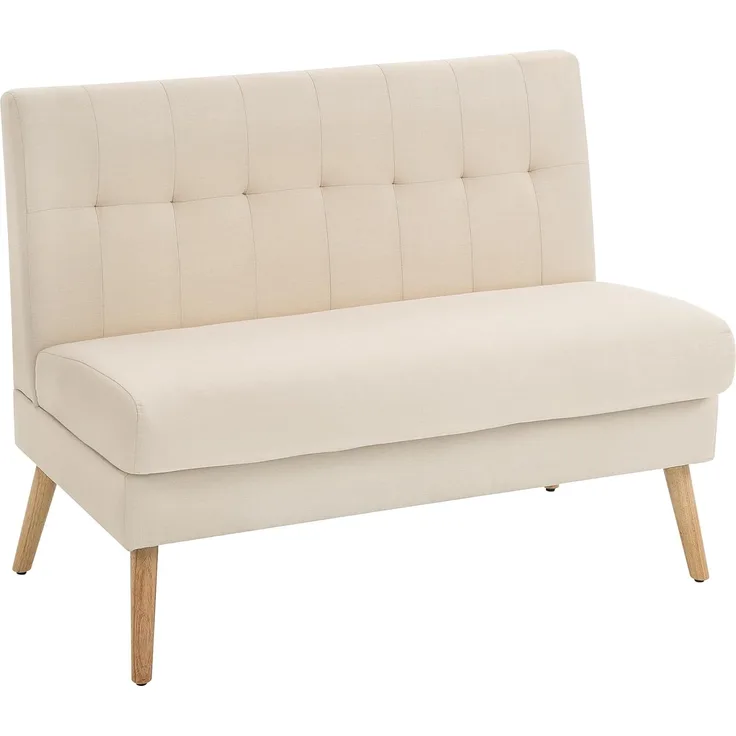 HOMCOM 2-Sitzer mit Massivholzbeine, Leinenoptik, Couch 1 Teile, für Wohnzimmer, Schlafzimmer, Beige