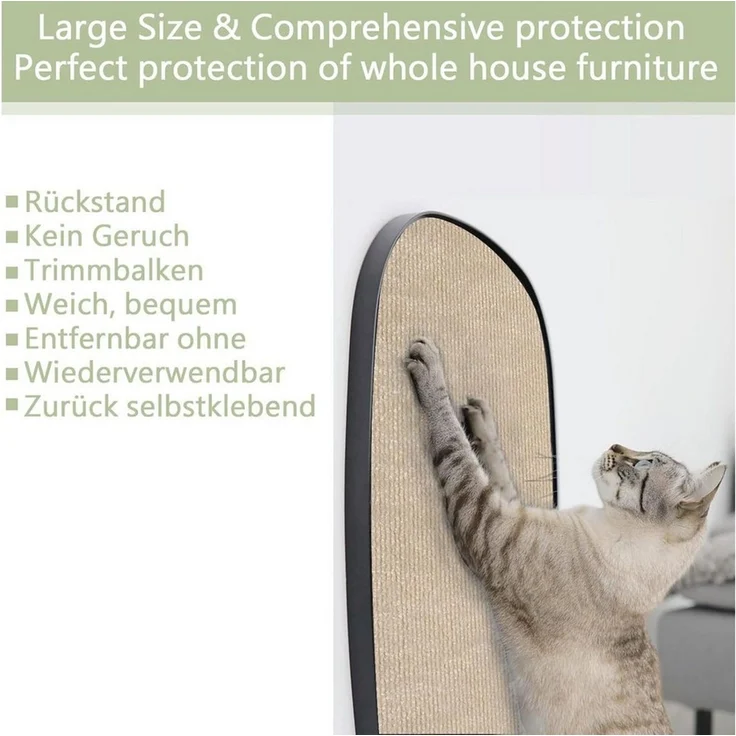 Athlix Kratzmatte Selbstklebende Kratzschutzmatte für Sofa & Wand 200 x 40 cm, Schneidbar, selbstklebend, Robustes Polyester-Material – Bild 3