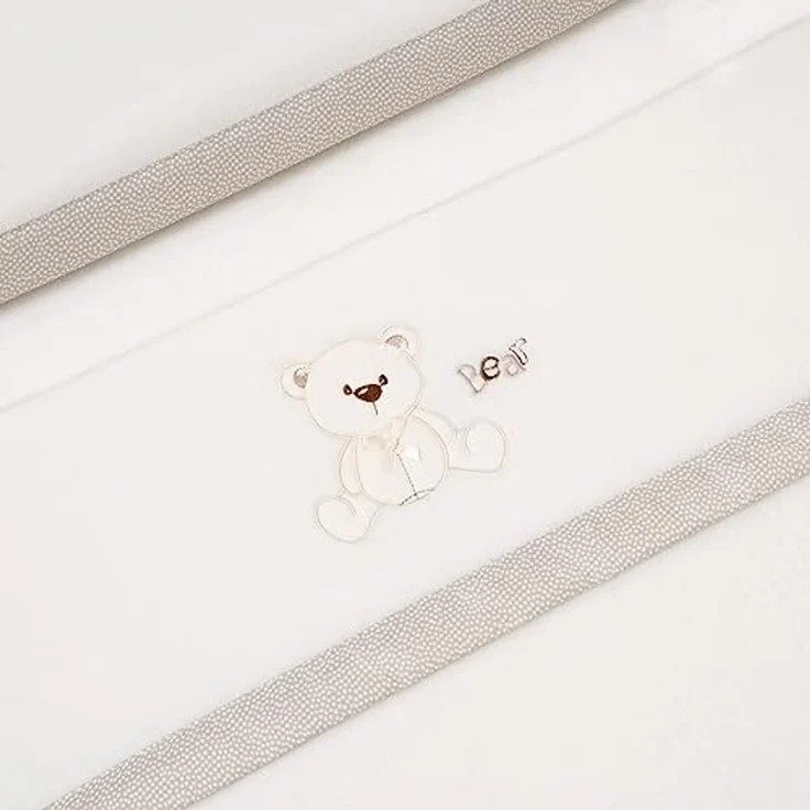 INTERBABY · Fleece-Plüsch-Bettlaken-Set für Babybett "Oso Lazo" beige · 100% Baumwolle · 3- Teilig Winter -Bettwäsche-Set für Babywiege – Bild 2