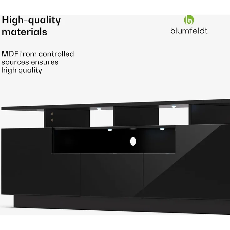 blumfeldt Lowboard Perth Lowboard Fernsehschrank 150 x 35 x 50 cm, Fernsehschrank weiß TV-Schrank 3 Schubladen 150 x 35 x 50 cm (BxHxT) – Bild 6