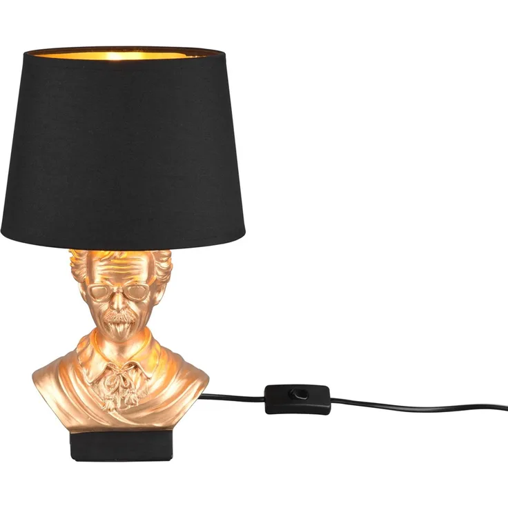 Tischleuchte, Keramik, gold, Stoff, schwarz, H 36 cm