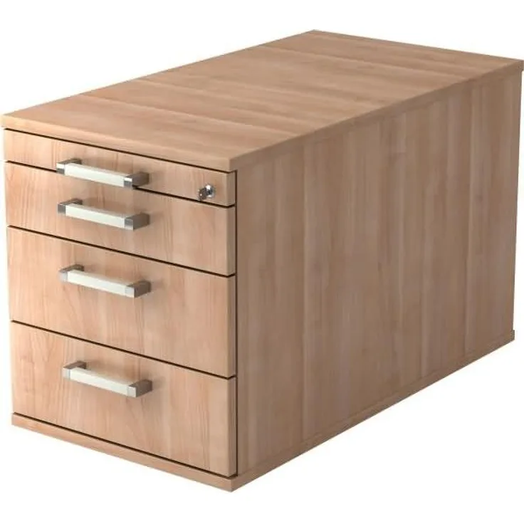 Rollcontainer TC30 80cm, 3 Schub, Schloss, CE Nussbaum