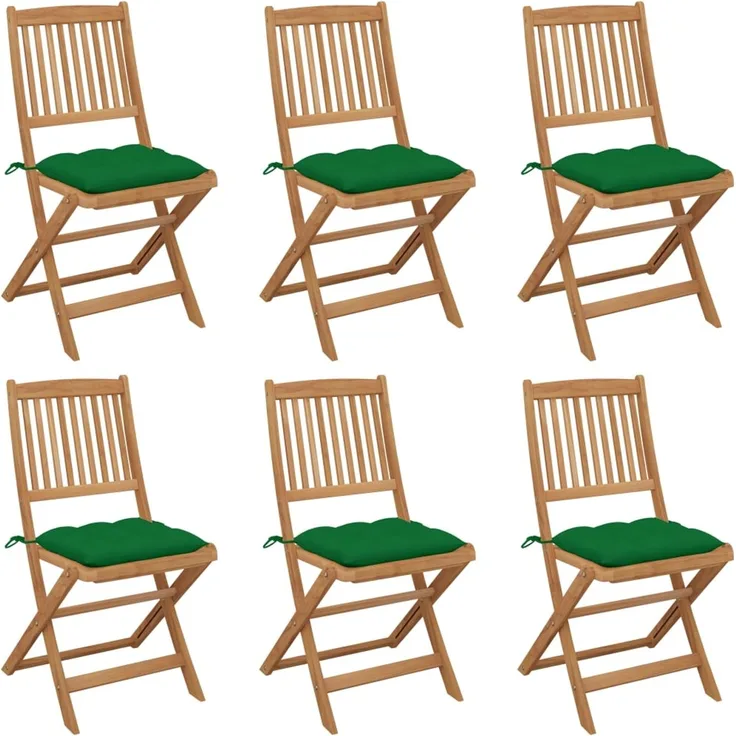 vidaXL Klappbare Gartenstühle 6 Stk. mit Kissen Massivholz Akazie 3075014